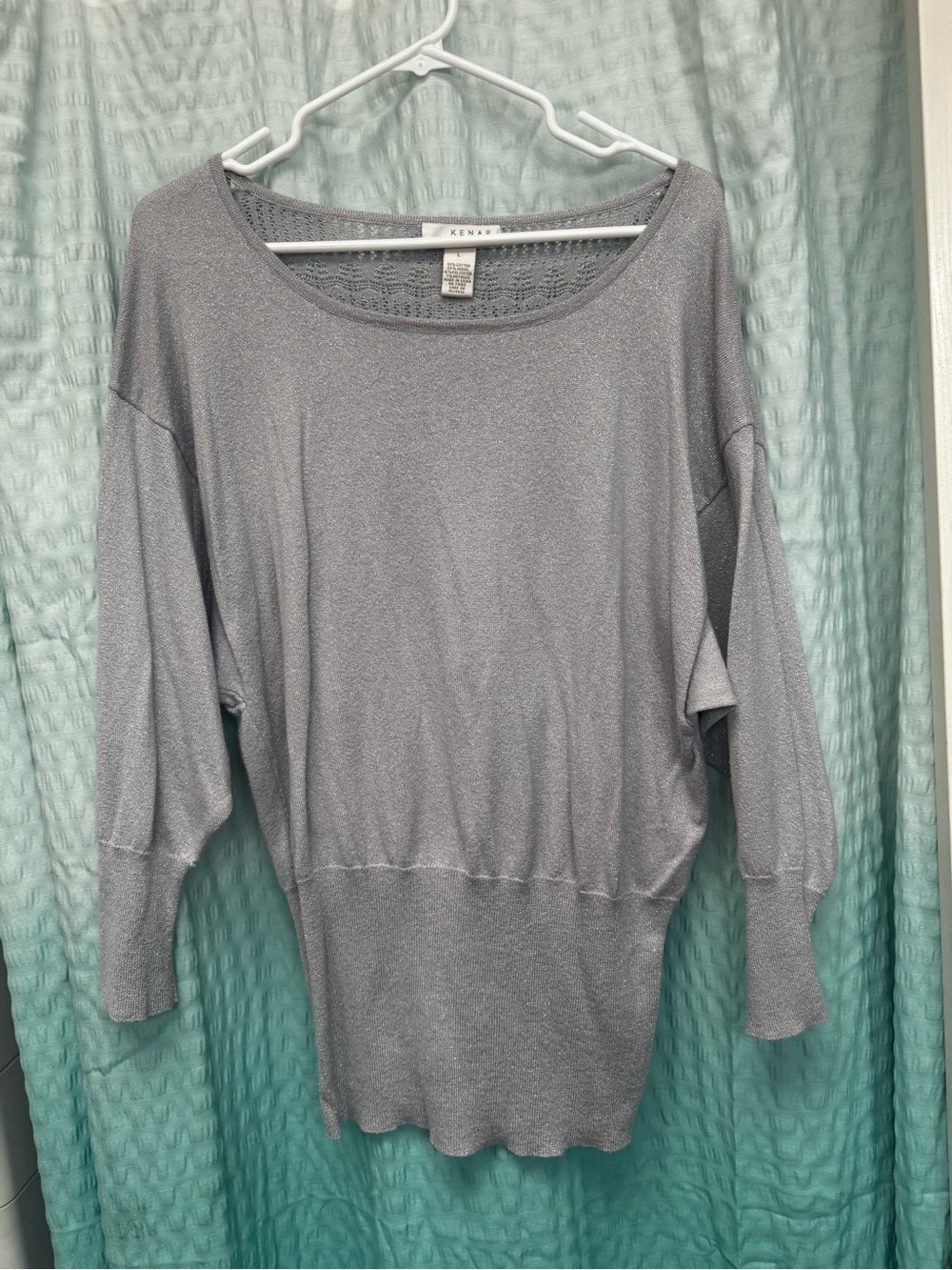 Kenar Metallic Gray Dolman Sleeve Top